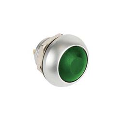 BUTTON 1 X MAAK ROND 0.4A/250V ZILVER/GROEN METAAL