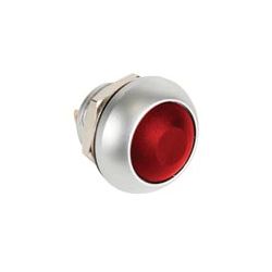 BUTTON 1 X MAAK ROND 0.4A/250V ZILVER/ROOD METAAL