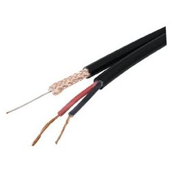 COAX RG59U ZWART + 2 X 0.5MM ROOD/ZWART