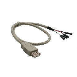 USB-A FEMALE STEKKER- 4 X ENKEL BUS FEMALE 0,5MM KABEL 0,4M