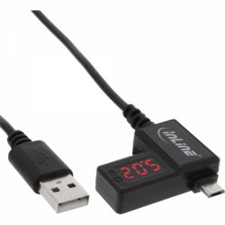 USB KABEL 2.0 USB-A/MICRO-B MET DIGITALE SPANNING/STROOM METER LINKSS