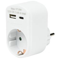 STEKKERADAPTER MET USB EN USB-C 17W