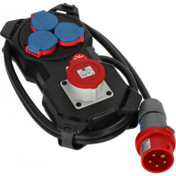 POWERSPLIT CEE 16A IN UIT 1X CEE 16A + 3 X 230V 2M 5X2.5MM2
