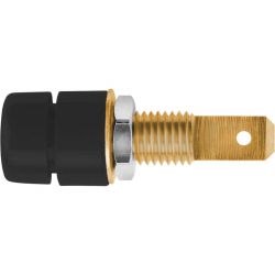 STEKKERBUS 4MM ZWART ZILVER 6.3MM FASTON AANSLUITING