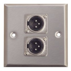 MUURPLAAT ZILVER MET 2 X D-NORM XLR MALE