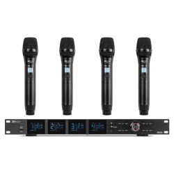 DRAADLOZE UHF MICROFOON SET MET 4 X HANDHELD MICROFOONS