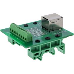 RJ45 FEMALE HORIZONTAAL MET TERMINAALBLOK DINRAIL