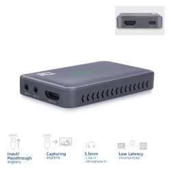 USB-C VIDEO CAPTURE CARD, HDMI 4K@60HZ PASSTHROUGH, 4K@30HZCAPTURE