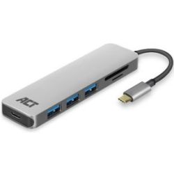 USB-C HUB MET USB-A, KAARTLEZER, USB-C FEMALE MET PD PASS-THROUGH POORT 55W