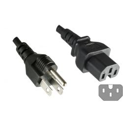 NETSNOER AMERIKA USA STEKKER (TYPE B) - C15 3 X 2.00MM2 1.8MZWART