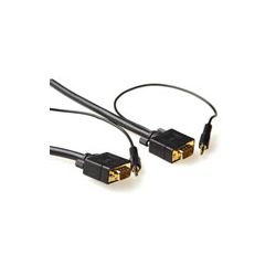 VGA KABEL 5.0M MALE-MALE ULTRA HIGH QUALITY MET RF-BLOCK AFGESCHERMDE KAP MET AUDIO 2 X 3,5MM STEREO JACK PLUG