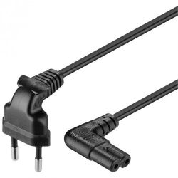 NETSNOER 2M EURO STEKKER HAAKS - C7 HAAKS HORIZONTAAL 2 POLIG MALE ZWART 2X0.75MM2 (MODEL 8)