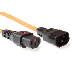 NETSNOER 2.0M C14 3 POLIG MALE - C13 3 POLIG FEMALE ORANJE 3X1.00MM2 LOCKABLE