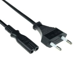 NETSNOER 3.0M EURO STEKKER - C7 2 POLIG FEMALE ZWART 2X0.75MM (MODEL 8)