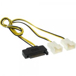 VENTILATOR ADAPTERKABEL 1 X SATA VOEDING NAAR 2 X 2P MOLEX MALE 0,3M