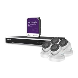 BEWAKINGS SYSTEEM POE RECORDER 4 X 4.0MP CAMERA'S 1 X HD 3TBVOEDING EN KABELS WIT