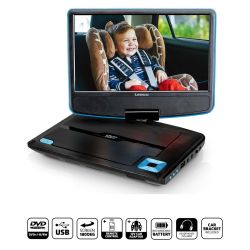 DRAAGBARE 9'' DVD-SPELER MET USB-KOPTELEFOON EN MONTAGEBEUGEL ZWART