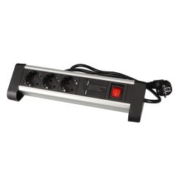 STEKKERBLOK MET 3 STOPCONTACTEN EN 2 USB-POORTEN