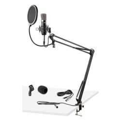 STUDIO MICROFOON MET TAFELARM EN PLOPFILTER