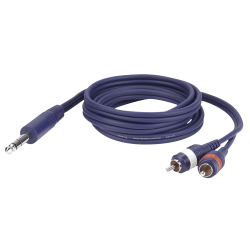 1 X 6.3MM JACK MALE STEREO-2 X TULP MALE 1.5M