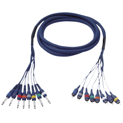 6.3MM JACK MALE MONO 8X-TULP MALE 8X 3M IN EEN KABEL