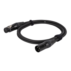 XLR MALE-XLR FEMALE MONO 1.5M ZWART OFC COPPER MET NEUTRIK PLUGGEN