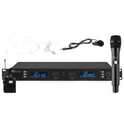 2X 20-KANAALS DIGITAAL UHF DRAADLOOS MICROFOONSYSTEEM HANDHELD EN BODYPACK