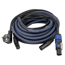 POWER/AUDIO KABEL 10M SCHUKO MALE - POWERCON BLAUW EN XLR MALE - VFEMALE