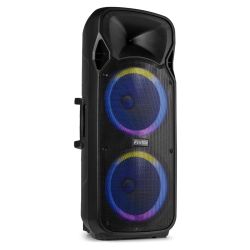 PORTABLE SOUND SYSTEM MET ACCU 2X12'' 1400W BT,  USB, MICRO-SD/MMC MP3-SPELER, MICROFOON MET DRAAD