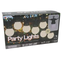 FEESTVERLICHTING 9.5M MET 10 WARM WITTE LED LAMPEN IP44