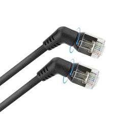 PATCHKABEL S/FTP CAT6A 1.0M ZWART SLIME DRAAIBARE CONNECTOREN