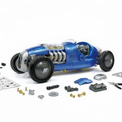 BLAUWE RETRO RACEWAGEN