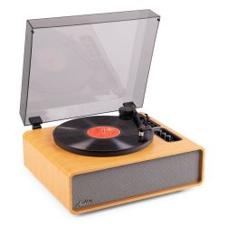 PLATENSPELER MET SPEAKERS BAMBOO