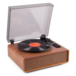 PLATENSPELER MET SPEAKERS WOOD
