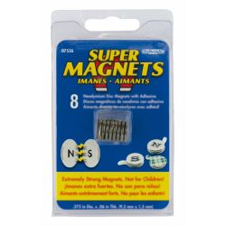 MAGNEET NEODYMIUM 12X1.5MM ZELFKLEVEND 8 STUKS