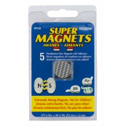 MAGNEET NEODYMIUM 19X1.5MM ZELFKLEVEND 5 STUKS