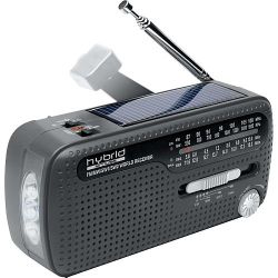 NOODRADIO OPWINDBAAR + SOLAR FM/MW/SW1/SW2 ACCU 600MA EN BATTERIJEN 3 X AAA