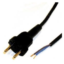 NETSNOER RUBBER 2X1.5MM2 STEKKER - OPENEND 3,0M ZWART VOOR GEREEDSCHAP