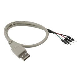 USB-A MALE STEKKER- 4 X ENKEL PIN MALE 0,5MM KABEL 0,4M