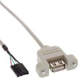 USB-A FEMALE CHASSIS - 4 X BUS 0,5MM FEMALE KABEL 0,6M