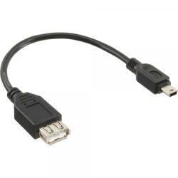 USB 2.0 VERLOOPKABEL USB A FEMALE / USB MINI B MALE 0.2M