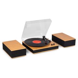 PLATENSPELER MET SPEAKERS BAMBOO