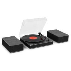 PLATENSPELER MET SPEAKERS ZWART
